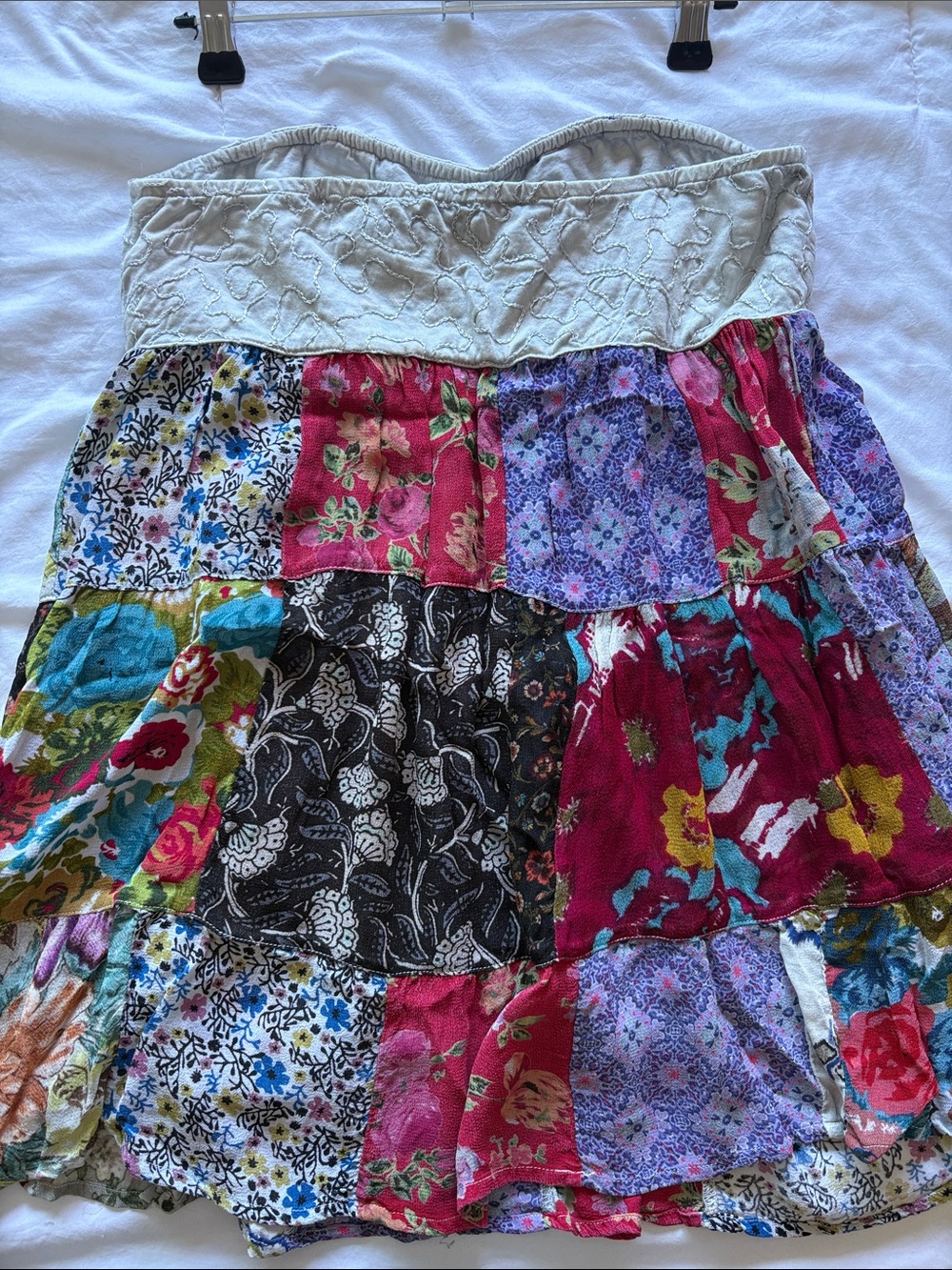 Young Threads strapless Multicolor Patchwork  top - Picture 3 of 3